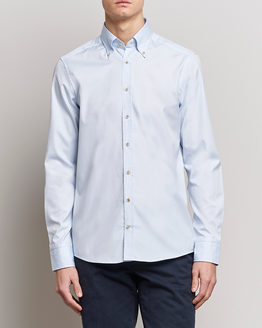 Herren |  | Stenströms | Slimline Button Down Pinpoint Oxford Shirt Blue