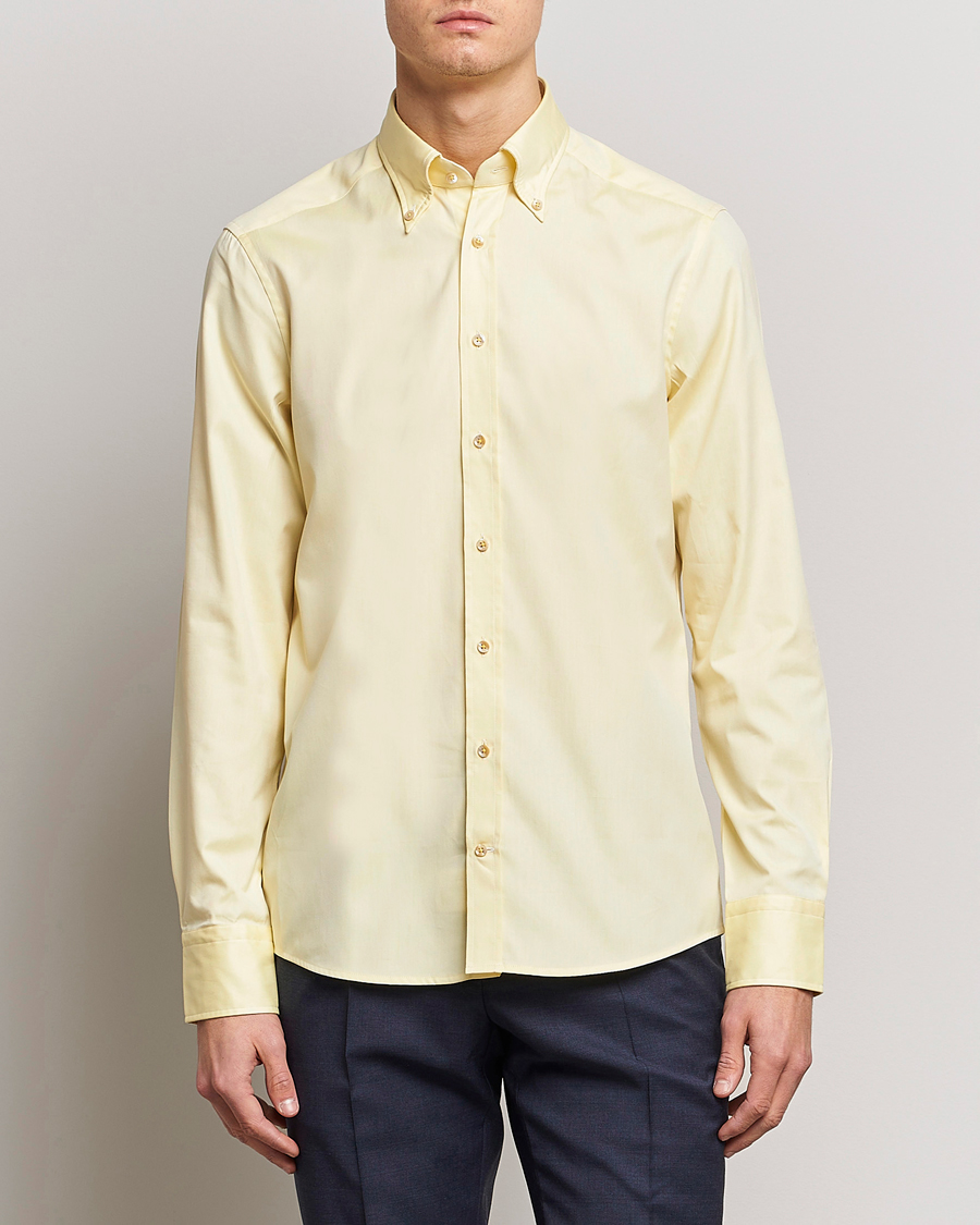 Herren | Hemden | Stenströms | Slimline Button Down Pinpoint Oxford Shirt Yellow