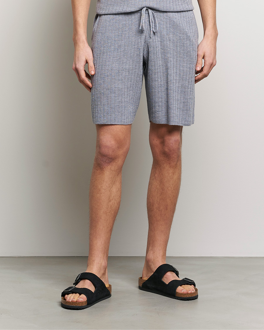 Herren | Shorts | Stenströms | Merino/Lyocell Ribbed Shorts Grey