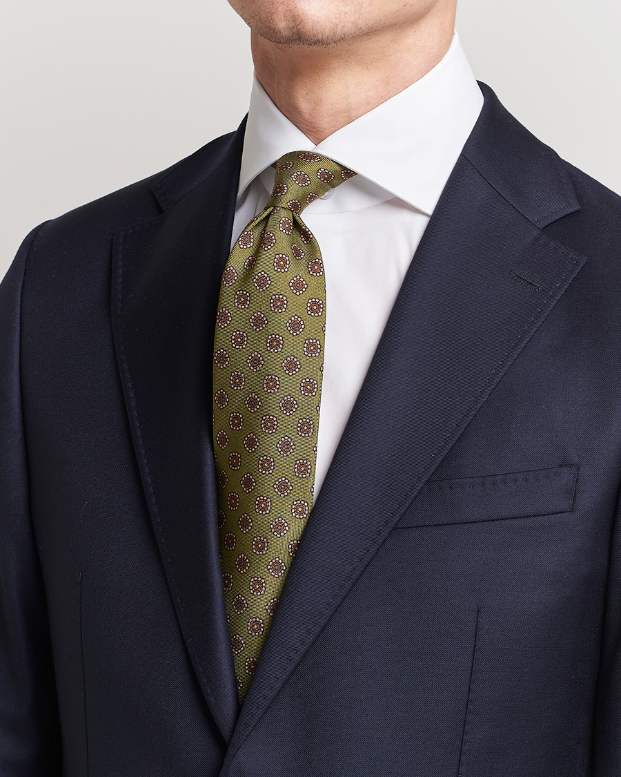 Herren |  | Stenströms | Printed Silk Tie Green