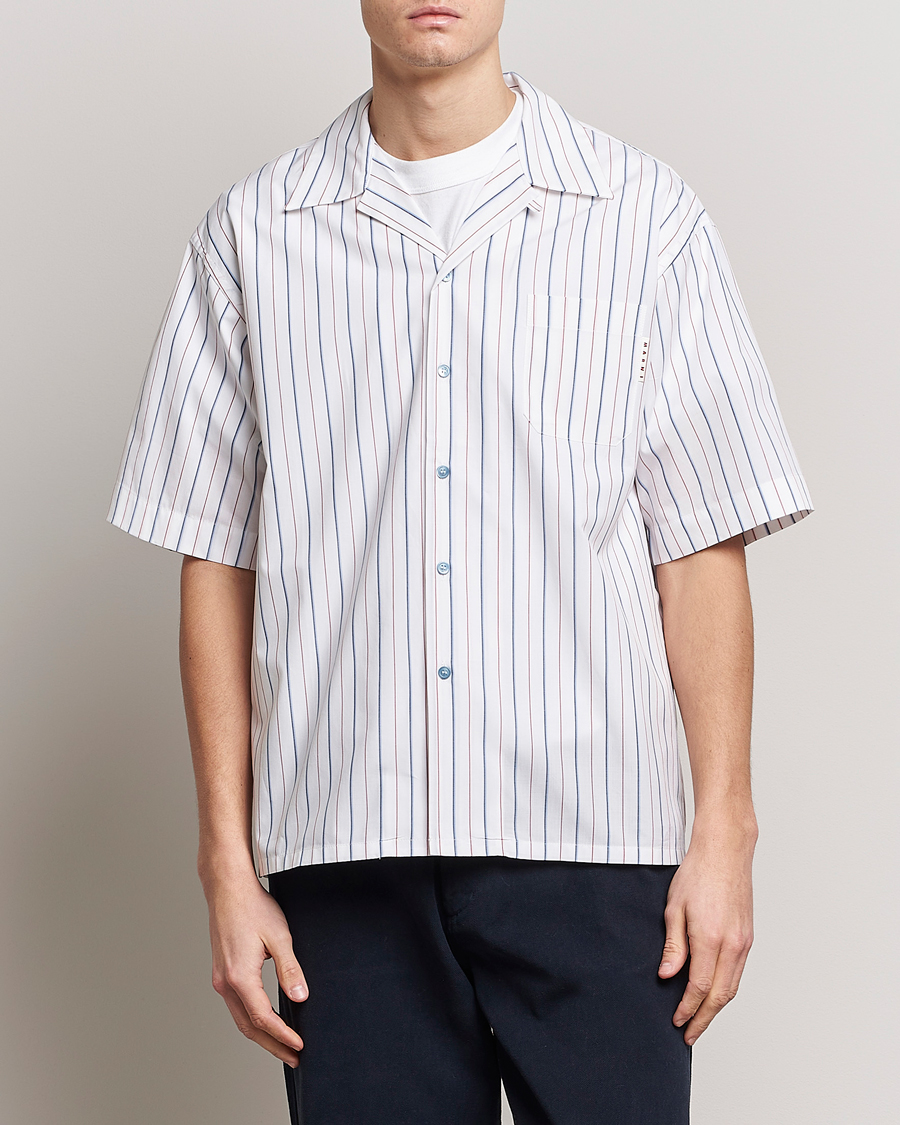 Herren | Marni | Marni | Striped Bowling Shirt Lily White