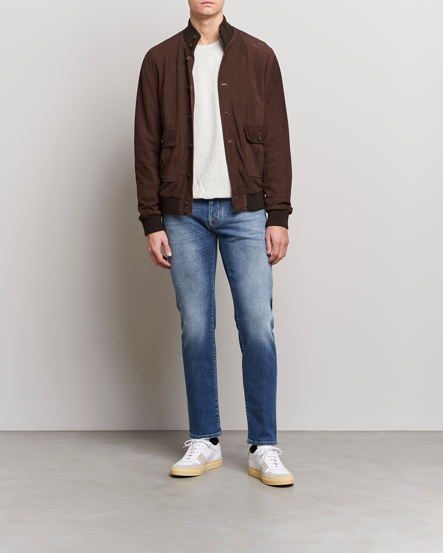 Herren | Jeans | Jacob Cohën | Nick Slim Fit Eco Friendly Stretch Jeans Mid Blue