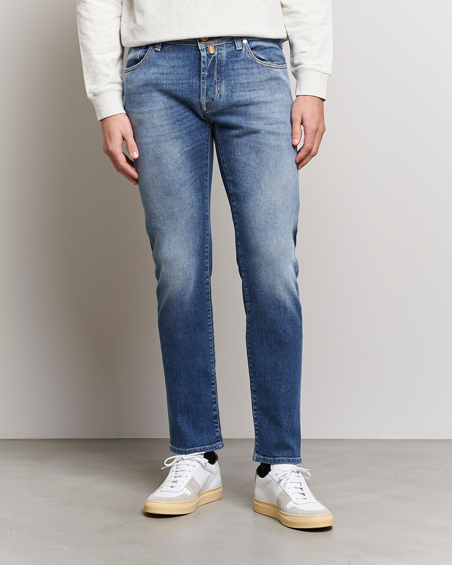 Herren | Jeans | Jacob Cohën | Nick Slim Fit Eco Friendly Stretch Jeans Mid Blue