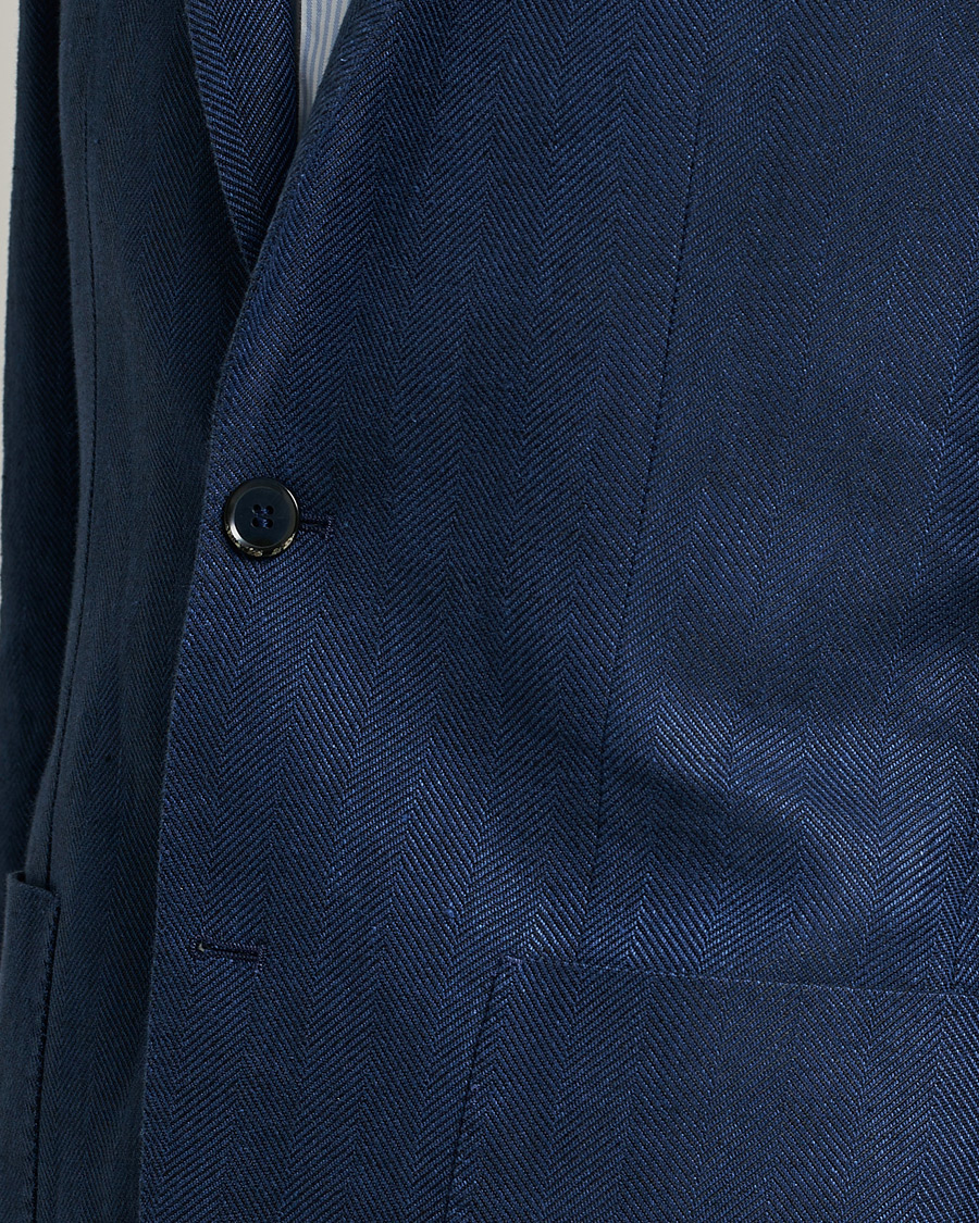 Herren | Sakkos | L.B.M. 1911 | Jack Regular Fit Herringbone Linen Blazer Navy