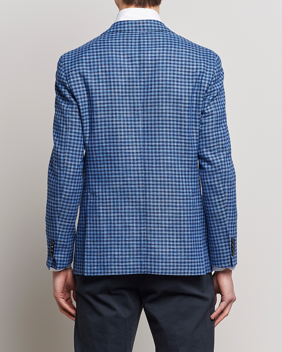 Herren | Sakkos | L.B.M. 1911 | Jack Regular Fit Checked Virgin Wool/Linen Blazer Blue