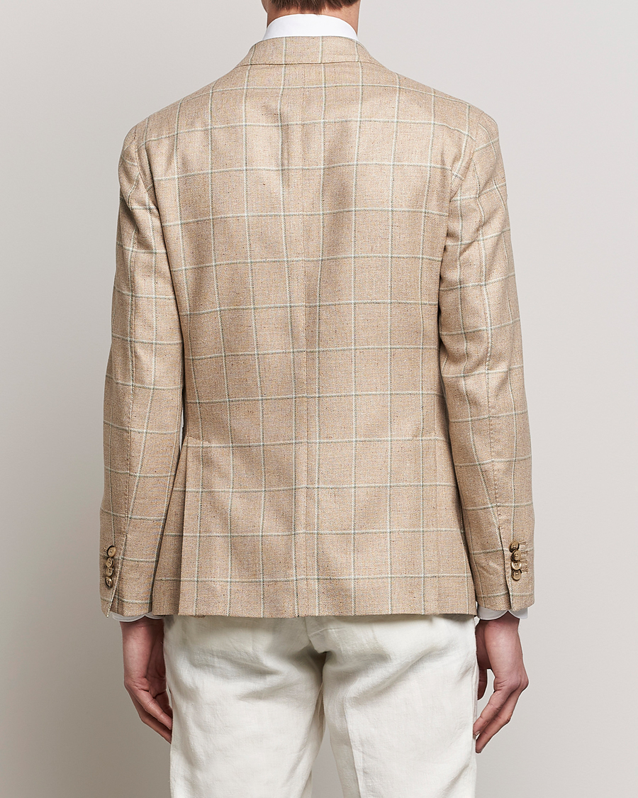 Herren | Sakkos | L.B.M. 1911 | Jack Regular Fit Windowpane Wool/Silk Blazer Olive