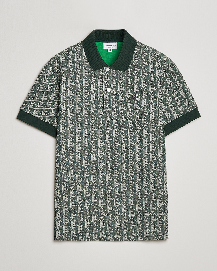 Herren | Poloshirts | Lacoste | Classic Fit Monogram Polo Green/Wood Shaving