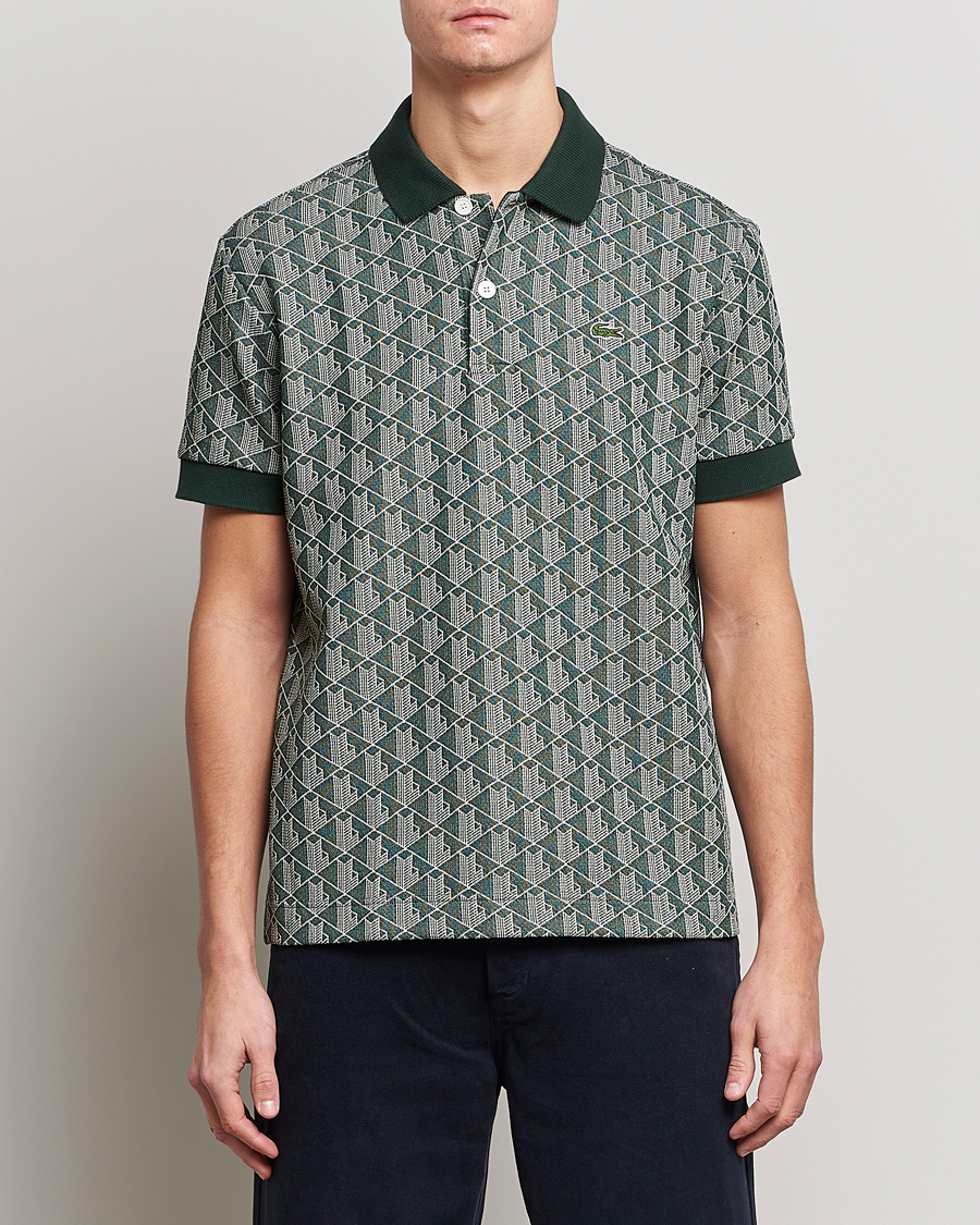Herren | Poloshirts | Lacoste | Classic Fit Monogram Polo Green/Wood Shaving