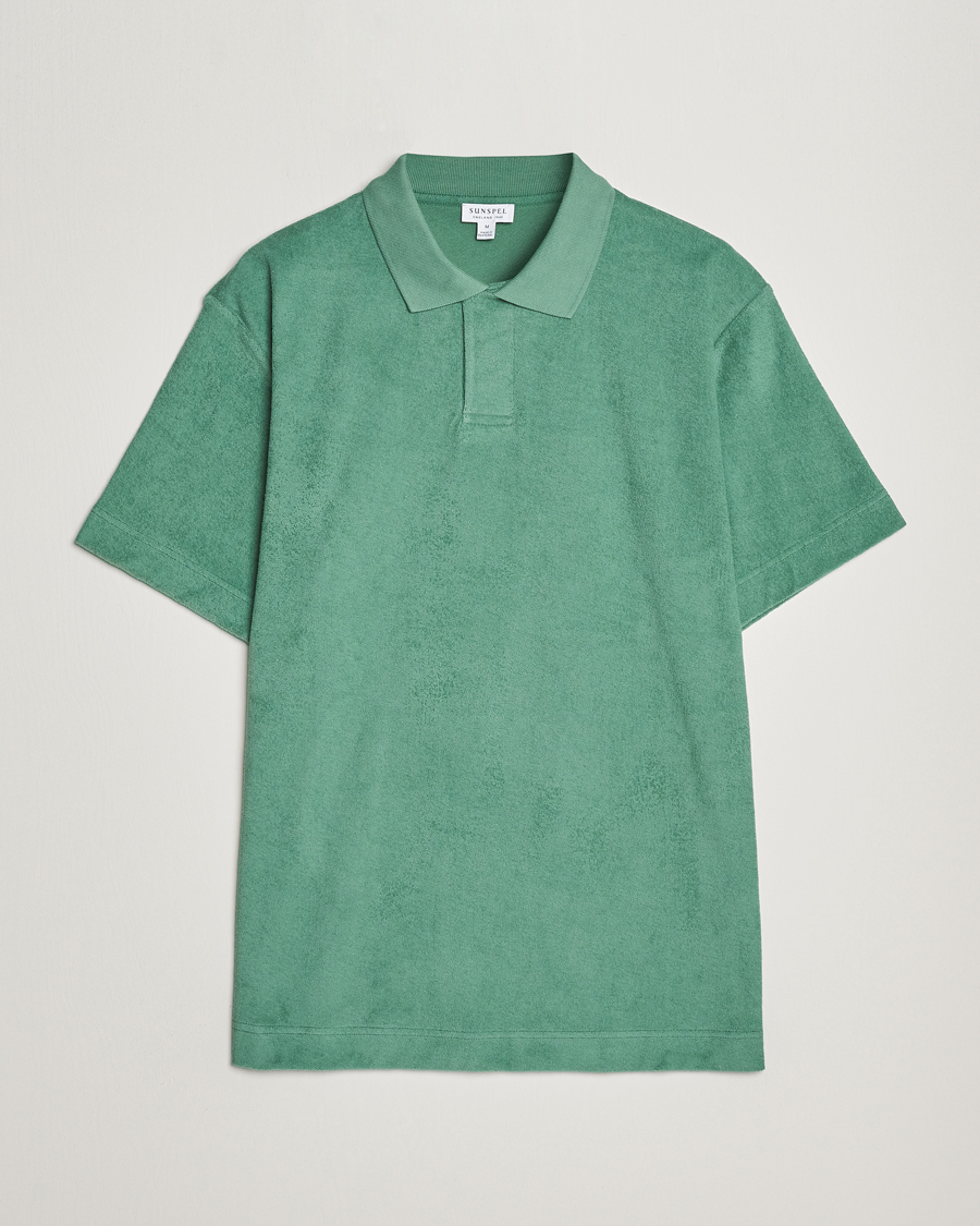 Herren | Poloshirt | Sunspel | Towelling Polo Shirt Thyme Green
