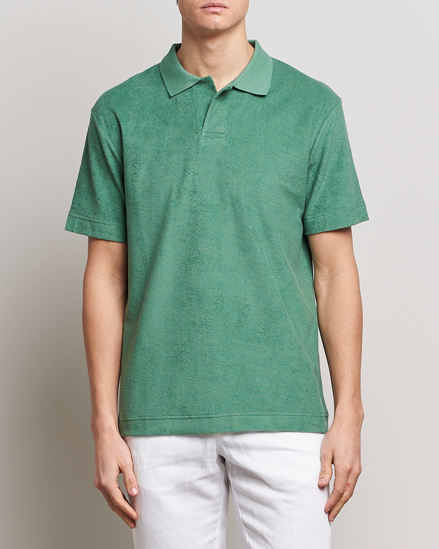 Herren |  | Sunspel | Towelling Polo Shirt Thyme Green