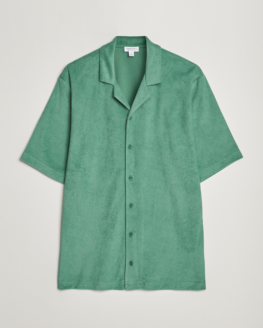 Herren | Hemden | Sunspel | Towelling Camp Collar Shirt Thyme Green