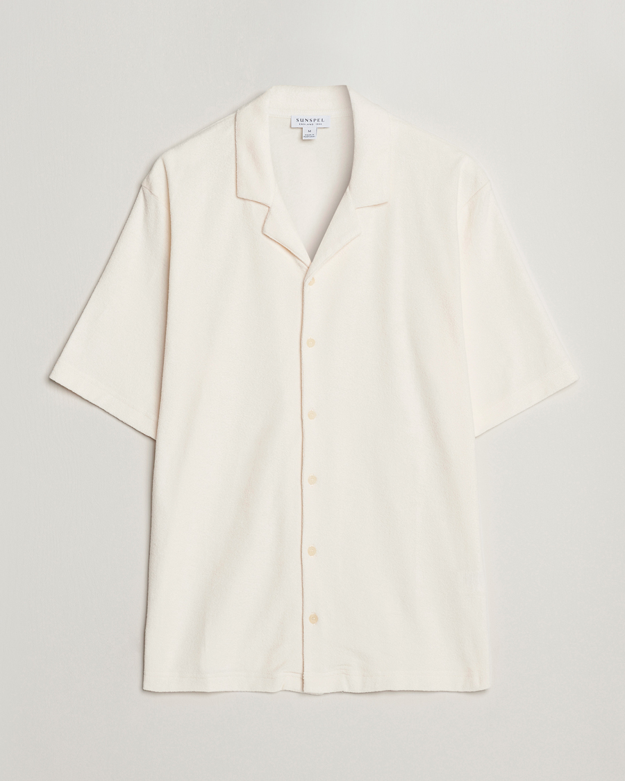 Herren | Hemden | Sunspel | Towelling Camp Collar Shirt Archive White