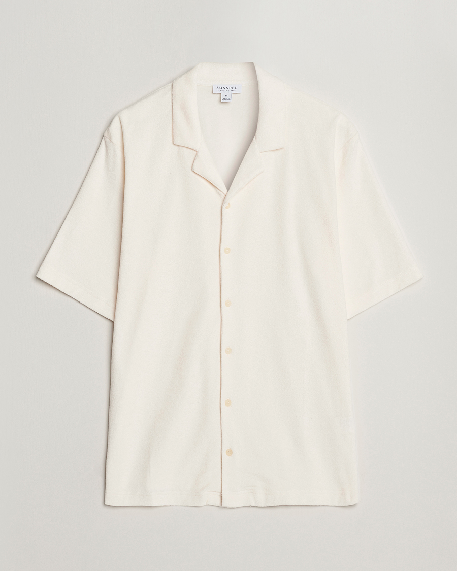 Herren | | Sunspel | Towelling Camp Collar Shirt Archive White