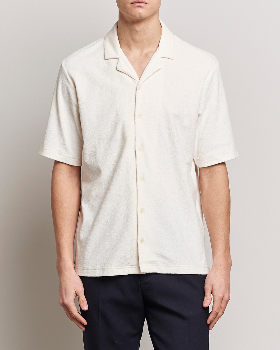 Herren | 40% sale | Sunspel | Towelling Camp Collar Shirt Archive White