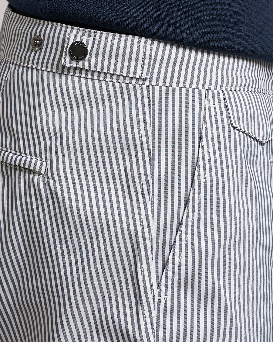 Herren | Badehosen | Sunspel | Striped Tailored Swimshorts Navy/White