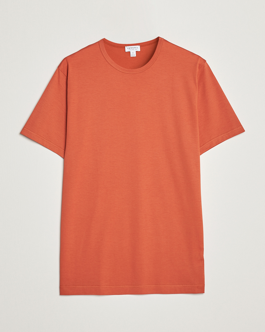 Herren | T-Shirts | Sunspel | Crew Neck Cotton Tee Burnt Sienna