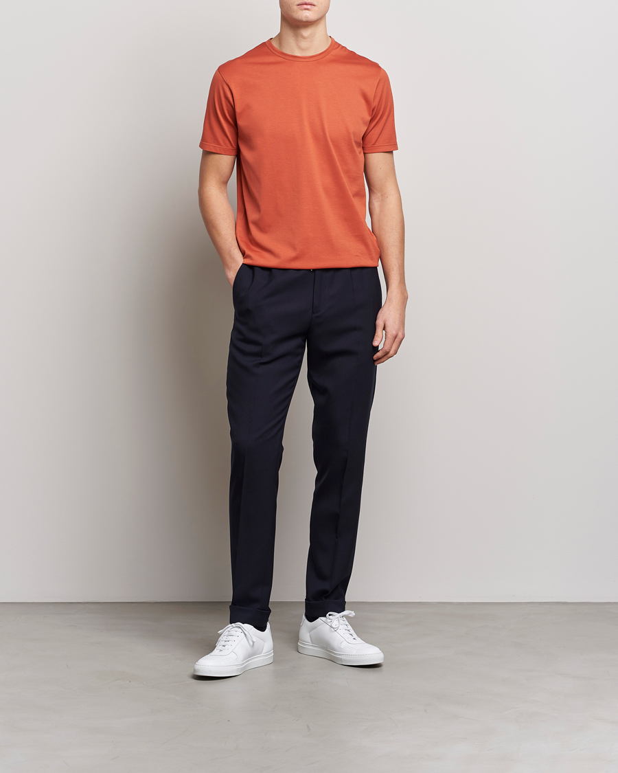Herren | T-Shirts | Sunspel | Crew Neck Cotton Tee Burnt Sienna