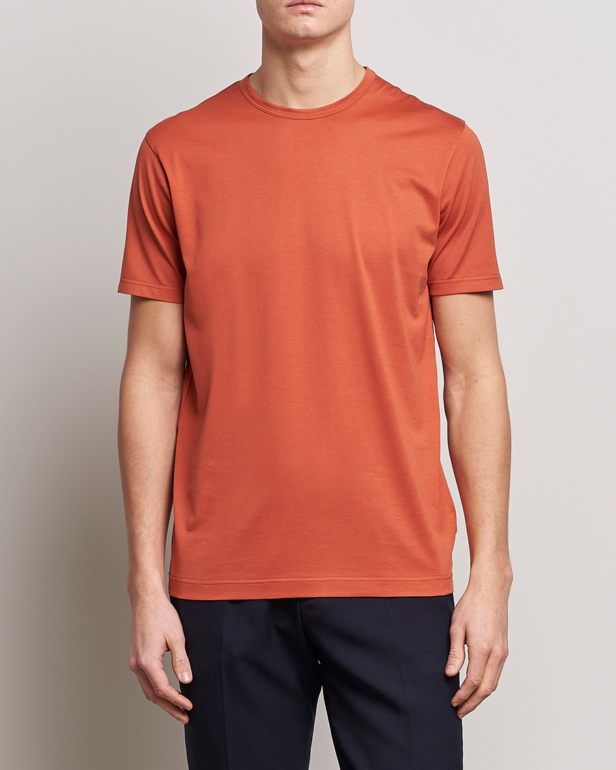 Herren |  | Sunspel | Crew Neck Cotton Tee Burnt Sienna