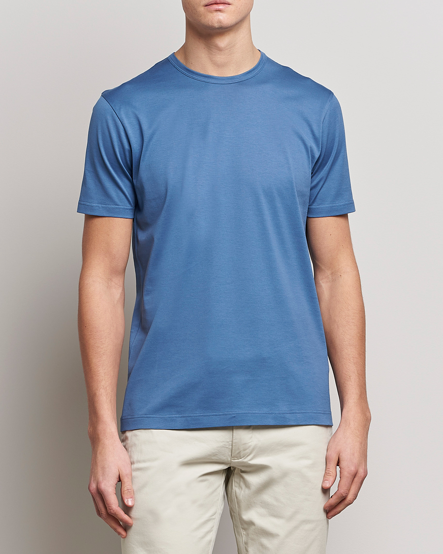 Herren |  | Sunspel | Crew Neck Cotton Tee Blue Stone