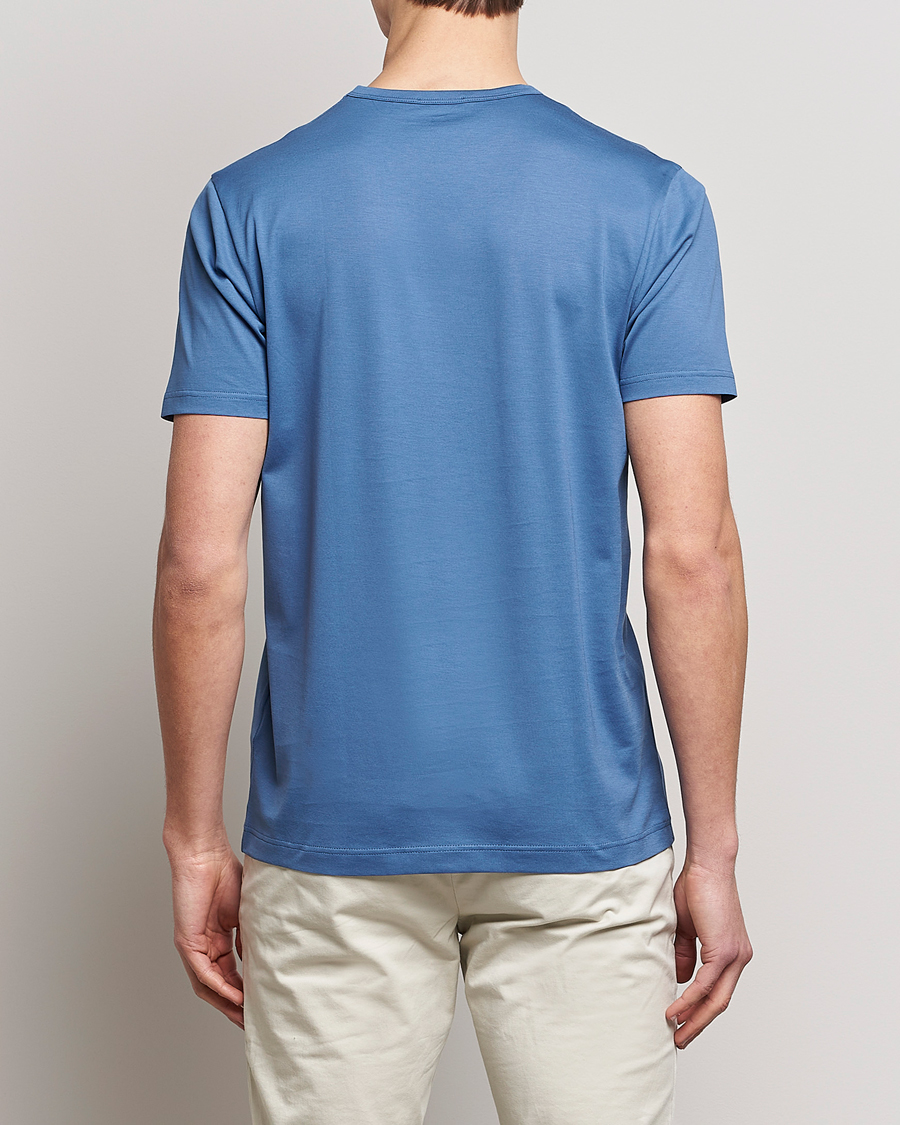 Herren | T-Shirts | Sunspel | Crew Neck Cotton Tee Blue Stone
