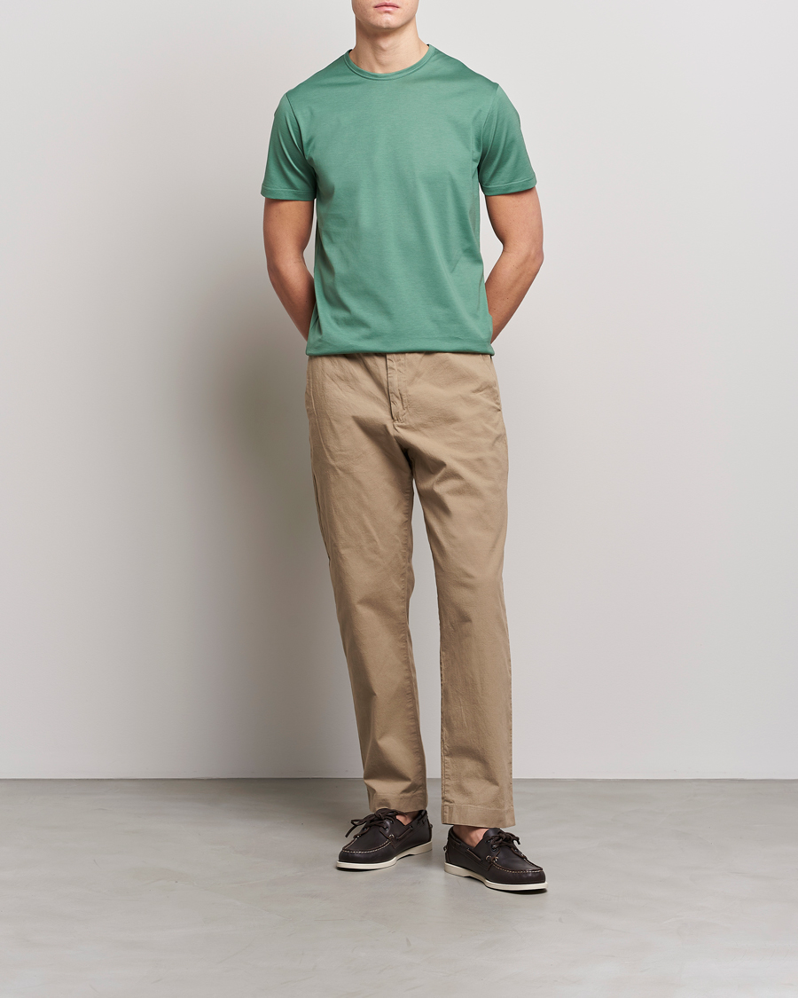 Herren | T-Shirts | Sunspel | Crew Neck Cotton Tee Thyme