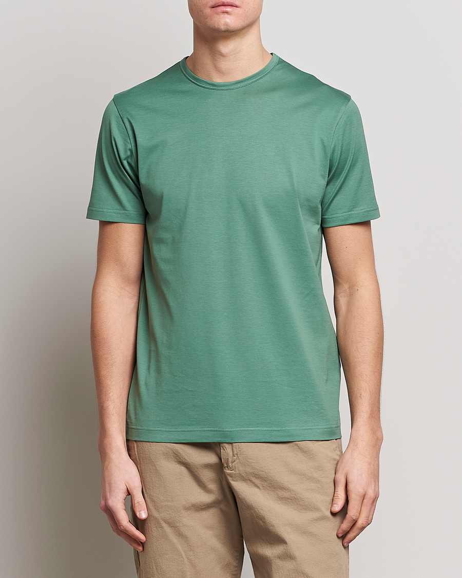 Herren | T-Shirts | Sunspel | Crew Neck Cotton Tee Thyme