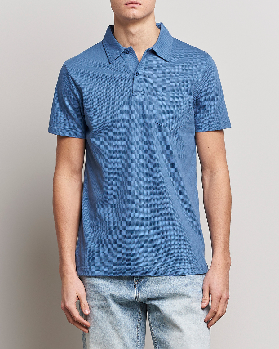 Herren | Summer | Sunspel | Riviera Polo Shirt Blue Stone