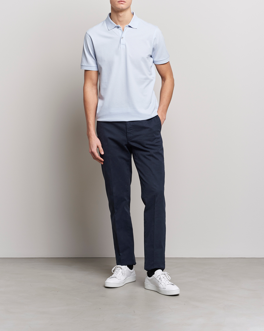 Herren | Poloshirts | Sunspel | Short Sleeve Pique Polo Pastel Blue