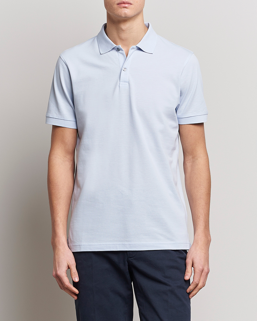 Herren | Poloshirt | Sunspel | Short Sleeve Pique Polo Pastel Blue