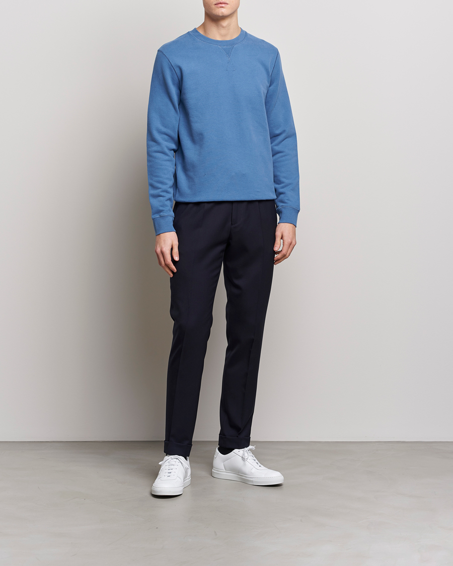 Herren | Pullover | Sunspel | Loopback Sweatshirt Blue Stone
