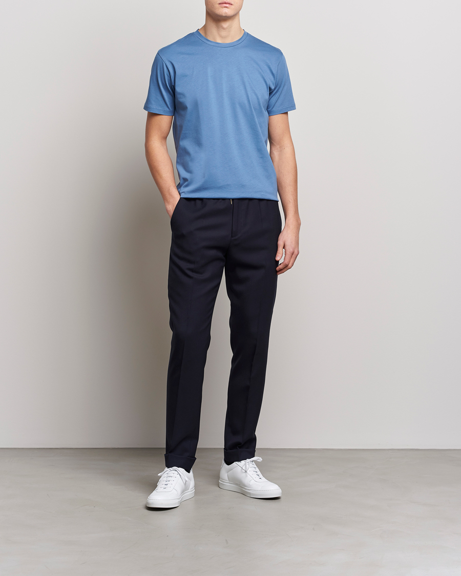 Herren | T-Shirts | Sunspel | Riviera Organic Tee Blue Stone