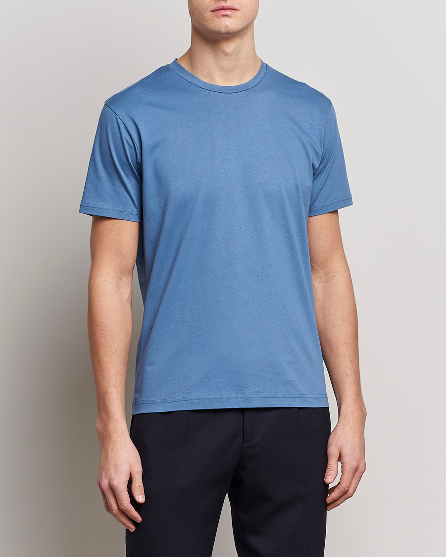 Herren |  | Sunspel | Riviera Organic Tee Blue Stone