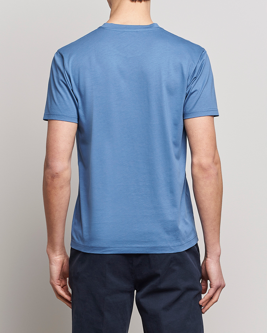 Herren | T-Shirts | Sunspel | Riviera Pocket Crew Neck T-Shirt Blue Stone