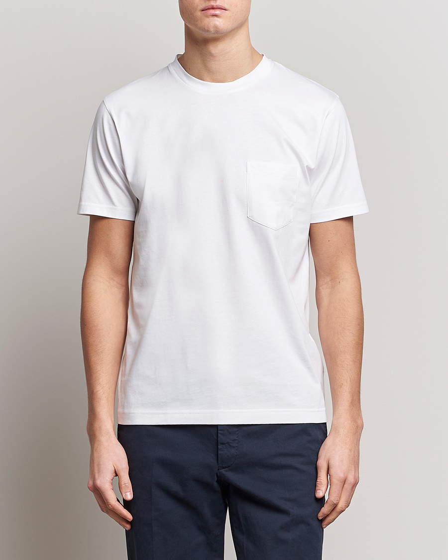 Herren |  | Sunspel | Riviera Pocket Crew Neck T-Shirt White