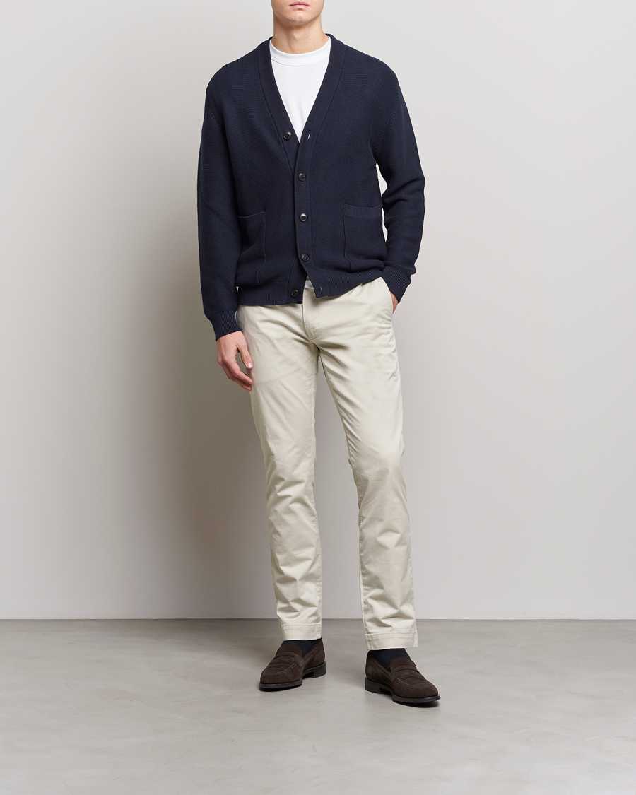 Herren | Pullover | Sunspel | Garter Cotton Knit Cardigan Navy