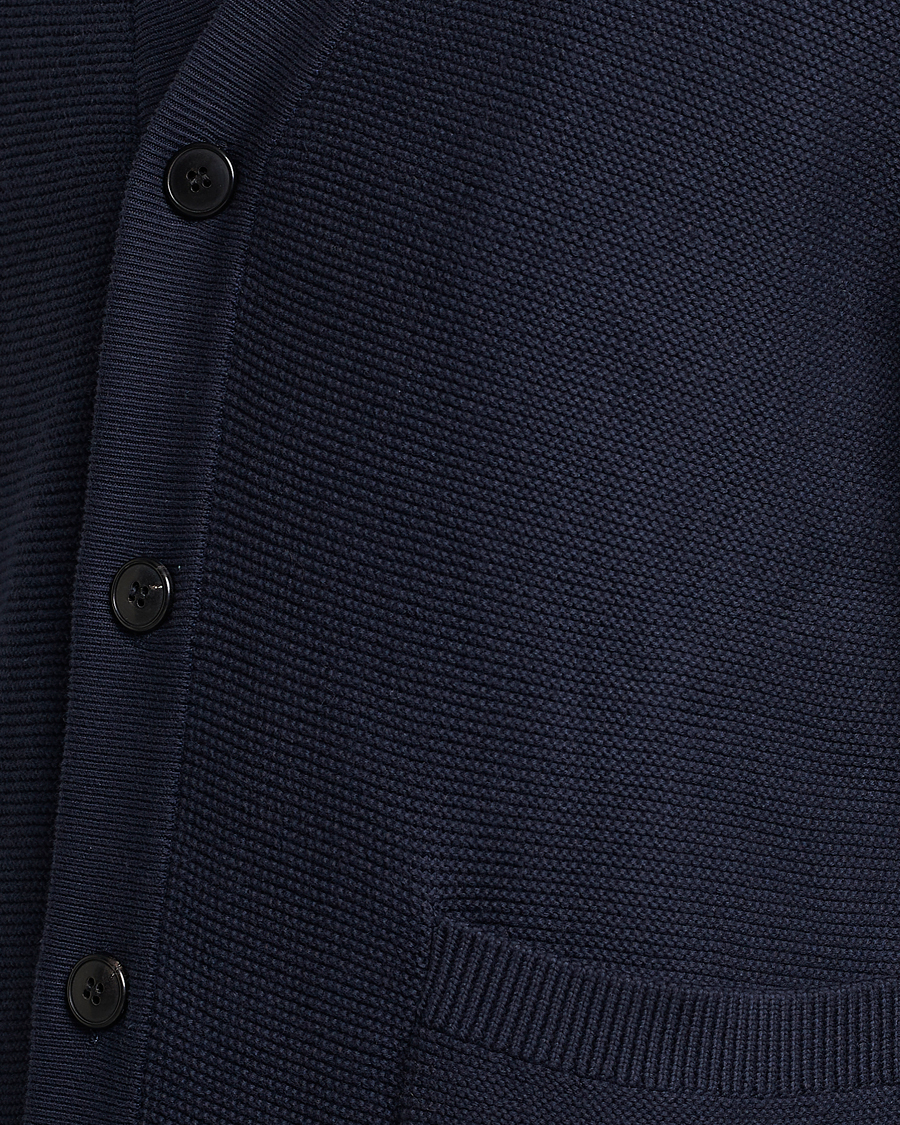 Herren | Pullover | Sunspel | Garter Cotton Knit Cardigan Navy
