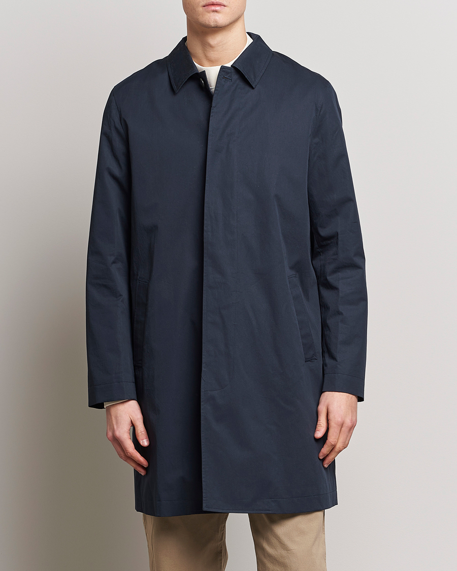 Herren | Stilvolle Jacken | Sunspel | Technical Cotton Mac Coat Navy
