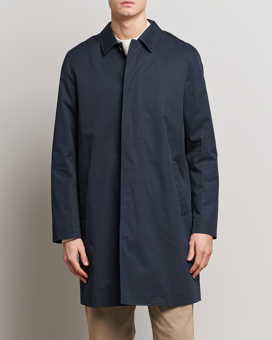 Herren |  | Sunspel | Technical Cotton Mac Coat Navy