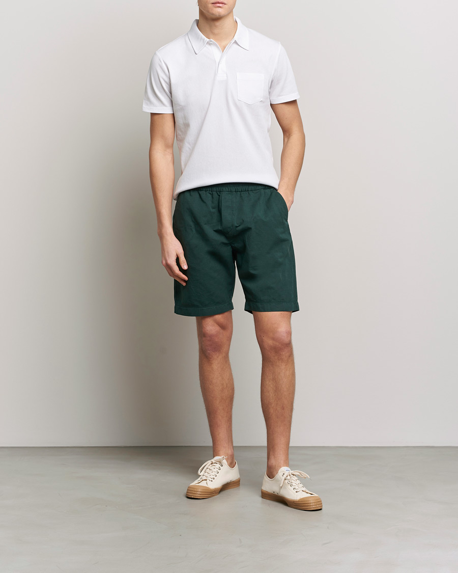 Herren | Shorts | Sunspel | Cotton/Linen Drawstring Shorts Seaweed