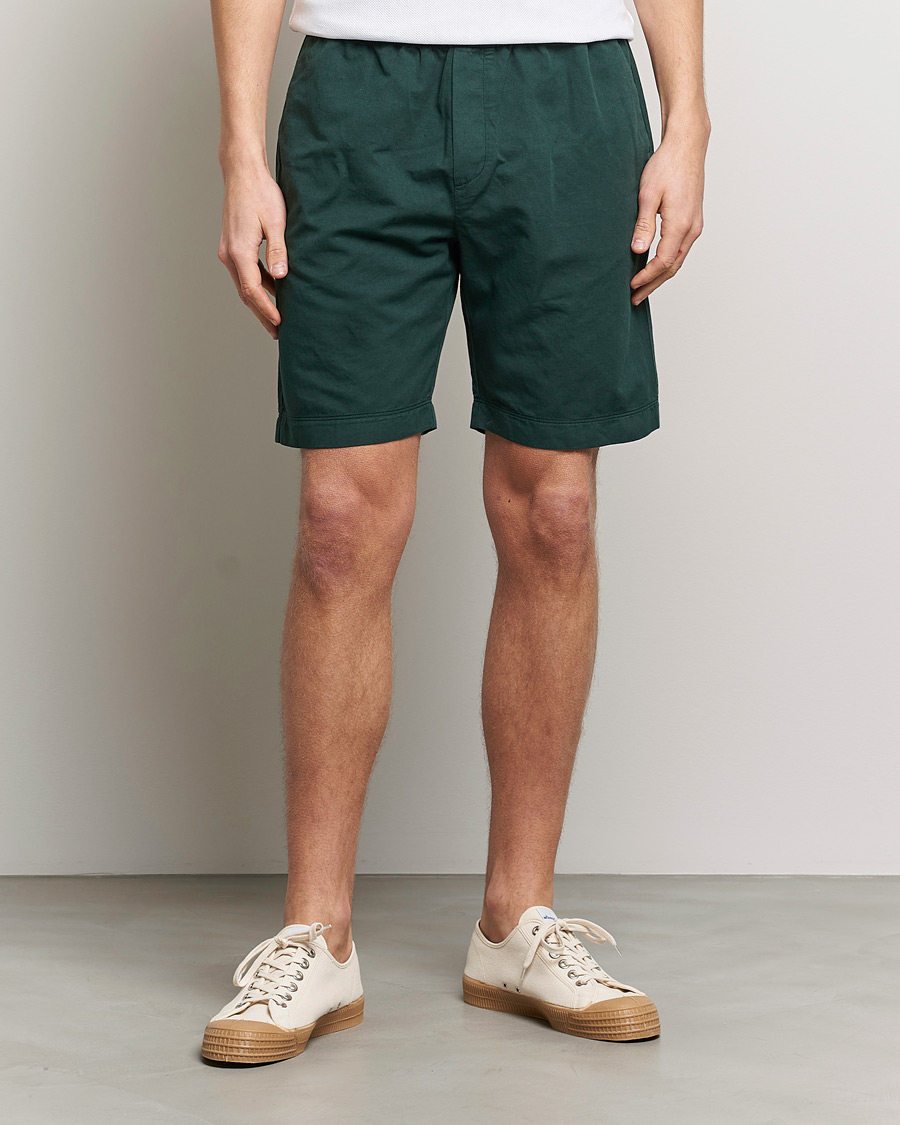 Herren | Shorts | Sunspel | Cotton/Linen Drawstring Shorts Seaweed