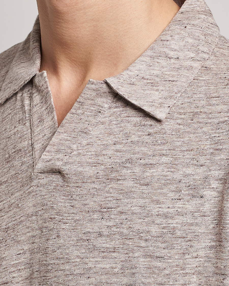 Herren | Poloshirt | Sunspel | Linen Polo Shirt Oatmeal Melange