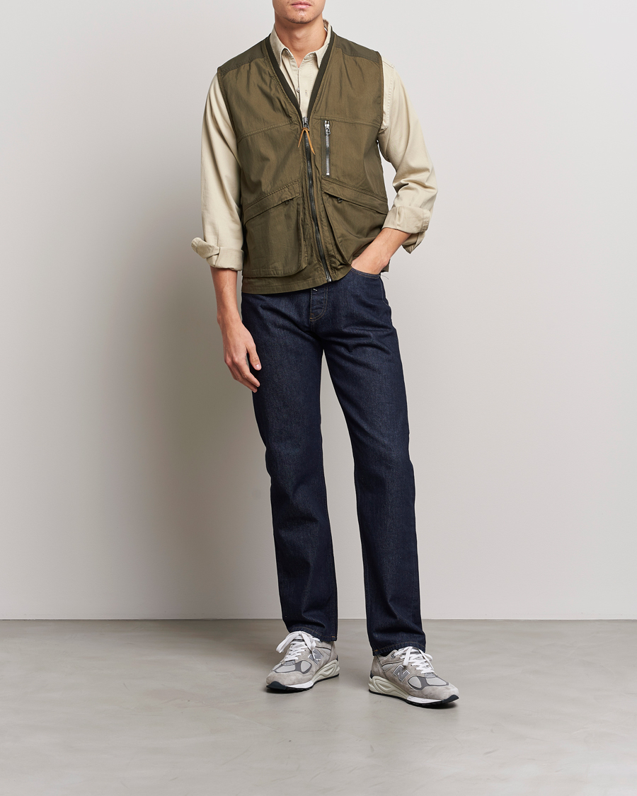 Herren | Westen | orSlow | Cotton Nylon Utility Vest Army Green