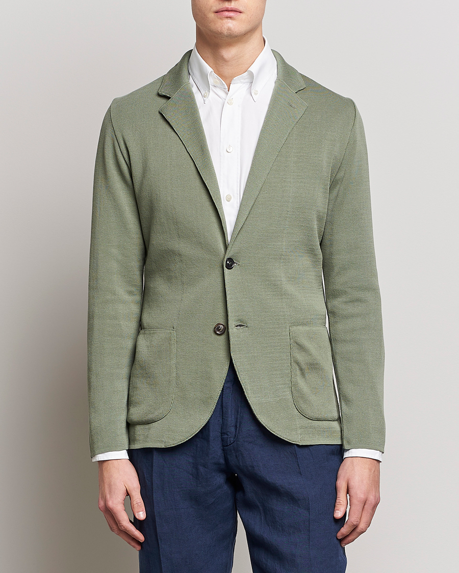 Herren | Sakkos | Lardini | Knitted Cotton Blazer Soft Green