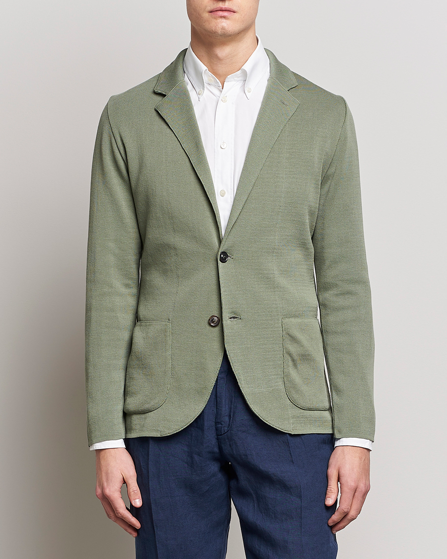 Herren |  | Lardini | Knitted Cotton Blazer Soft Green