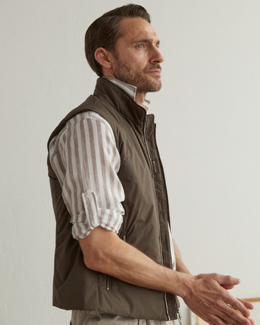 Herren | Hemden | Lardini | Relaxed Striped Linen Popover Shirt Brown/White