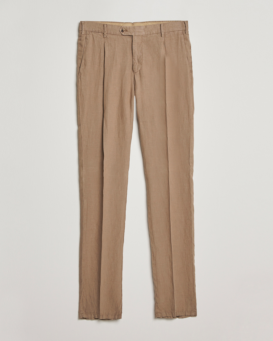 Herren | Lardini | Lardini | Pleated Linen Trousers Beige