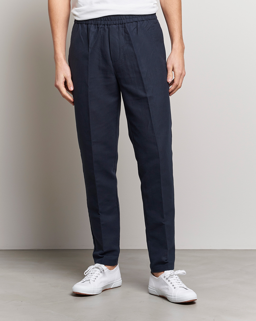 Herren | Drawstring-Hosen | Samsøe Samsøe | Smithy Linen/Cotton Drawstring Trousers Salute Navy