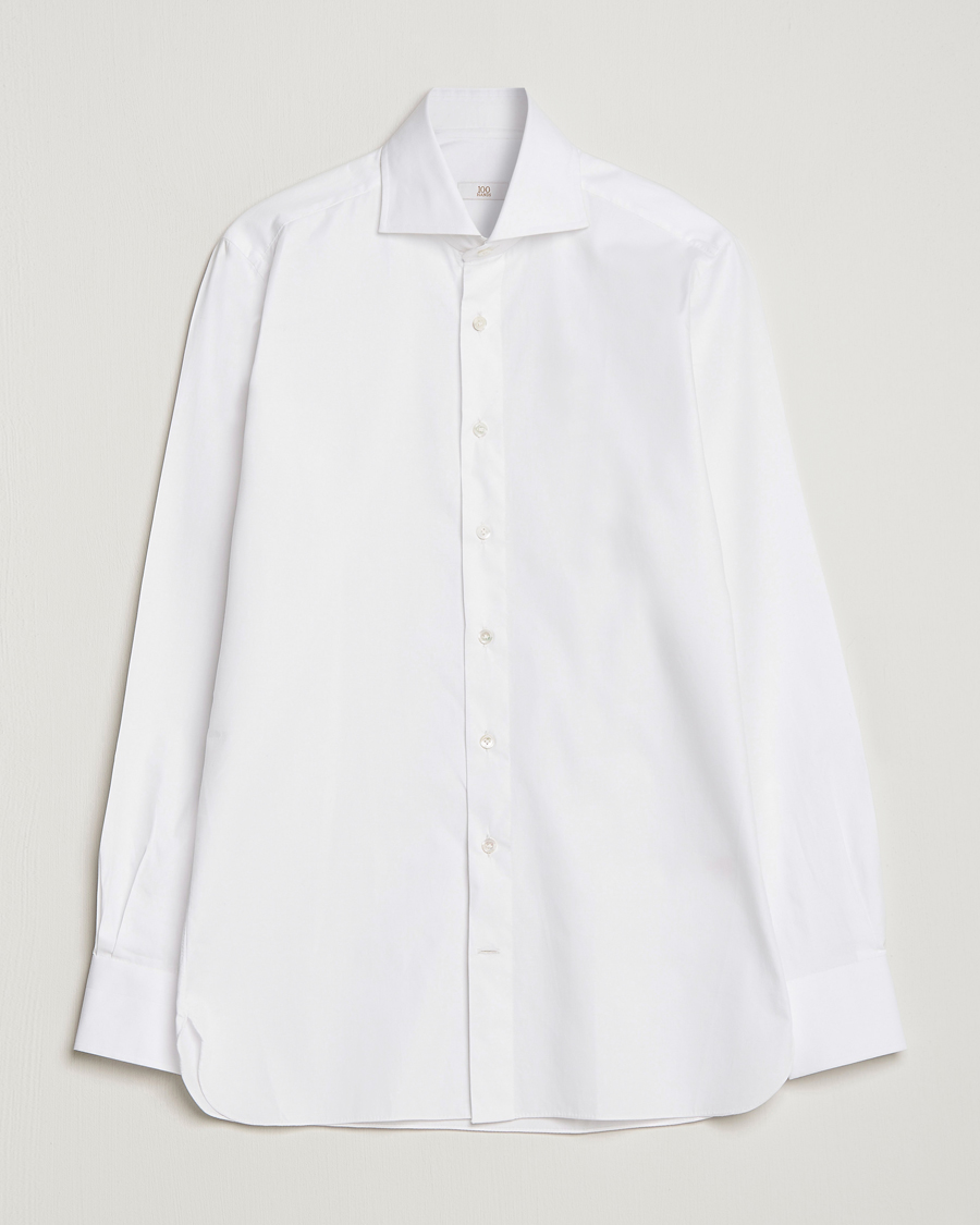 Herren | 100Hands | 100Hands | Gold Line Cotton Twill Cut Away Shirt White
