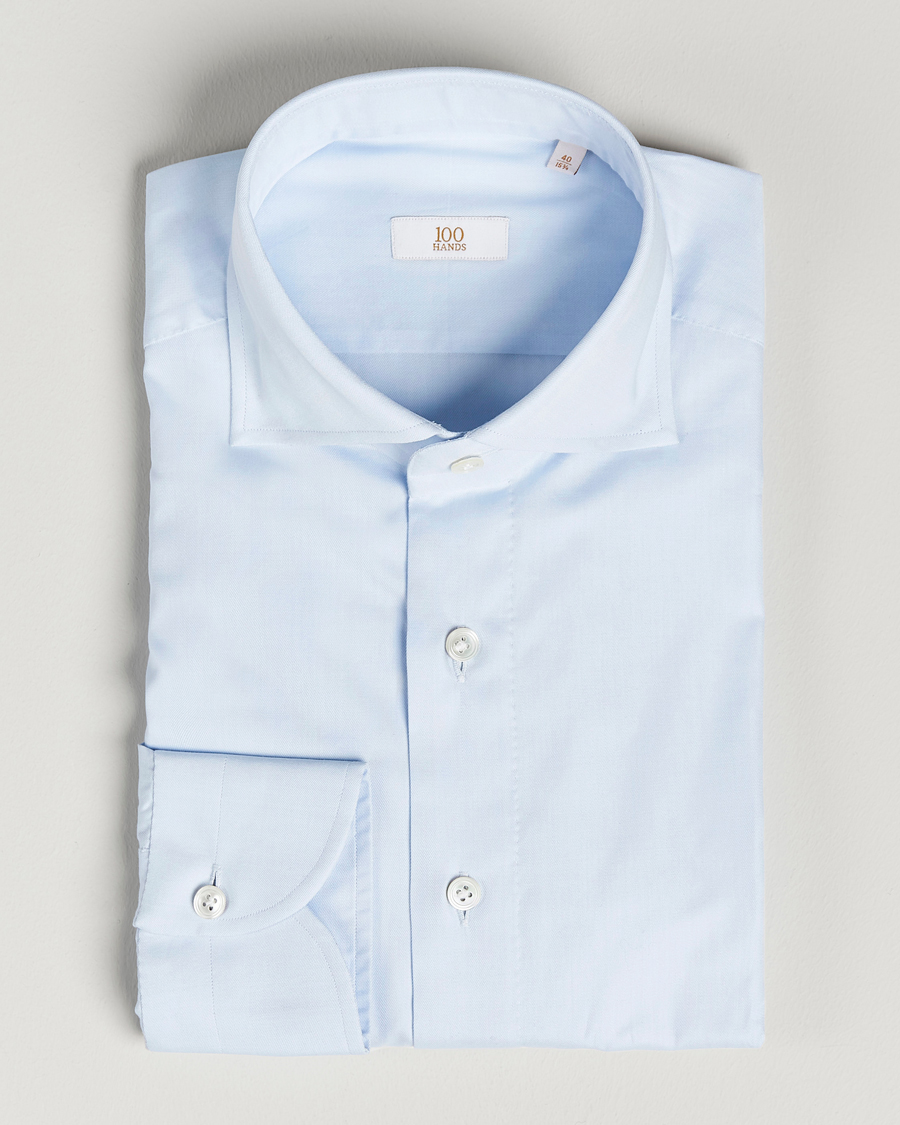 100Hands Gold Line Cotton Twill Cut Away Shirt Light Blue