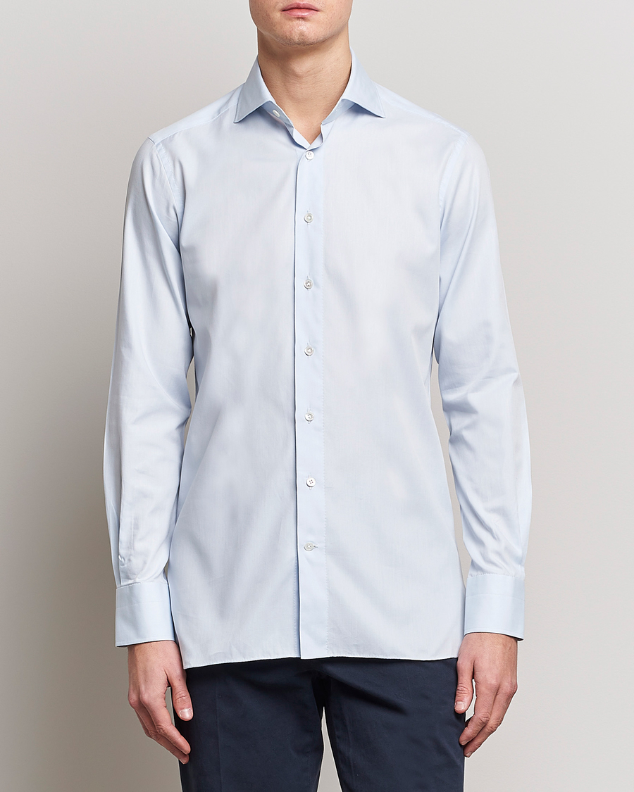 Herren | Formelle Hemden | 100Hands | Gold Line Cotton Twill Cut Away Shirt Light Blue
